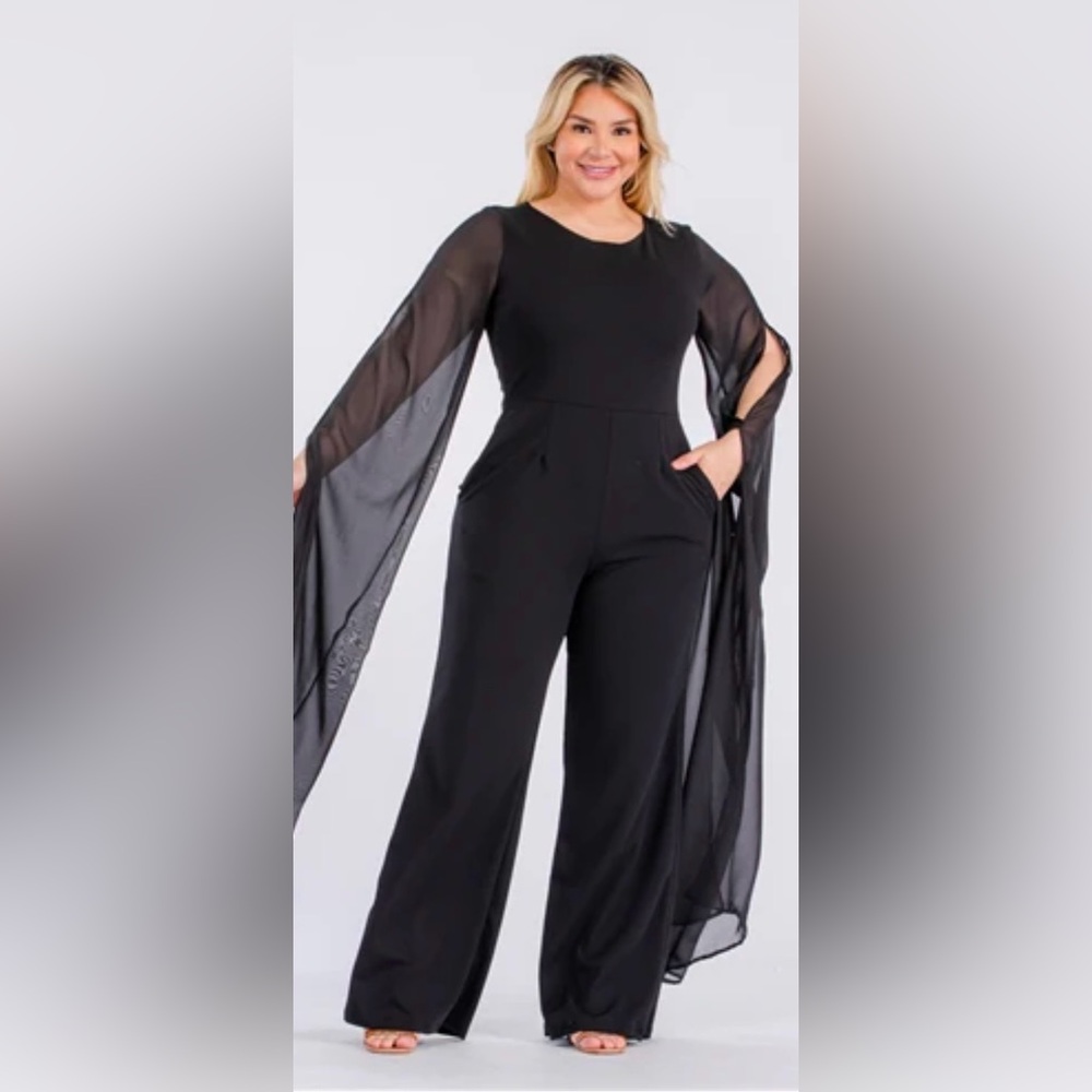 Sheer sleeve jumpsuit by Karen T 2x
